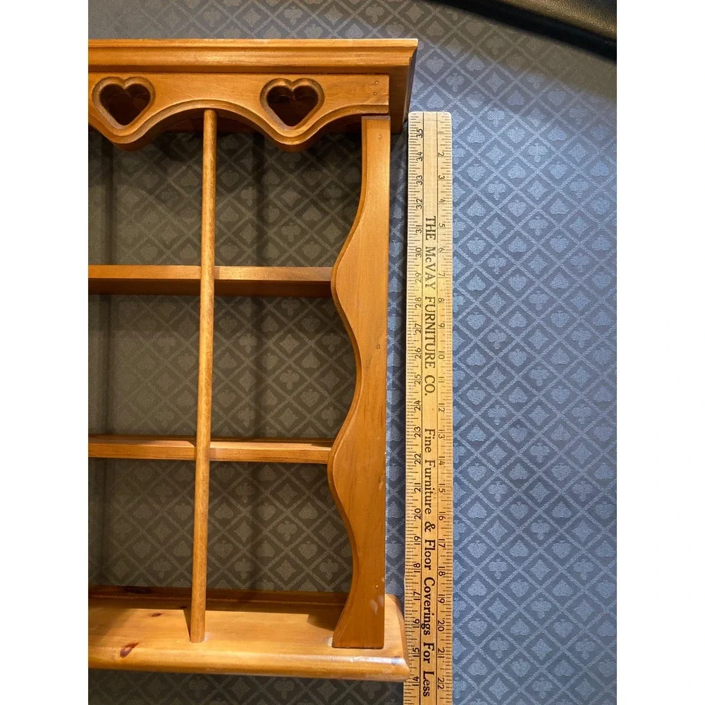 Vintage Wood Heart Wall Display Shelf 18 Cubby Shadow Box Country Home Decor